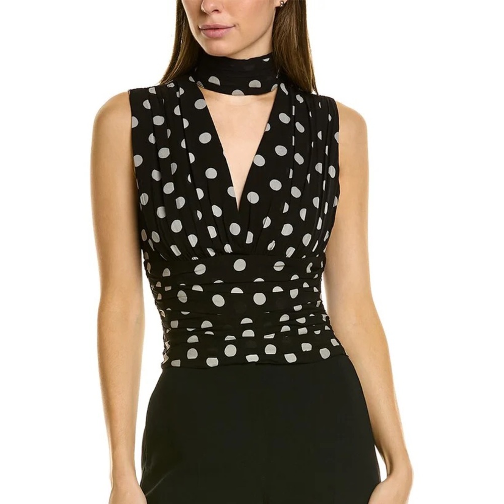 NICHOLAS Black and White Polka Dot Tank Top